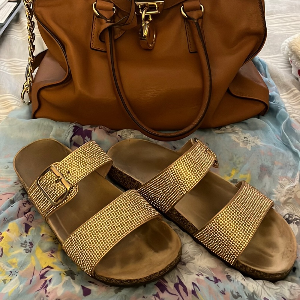 Rose Gold rhinestone sandals